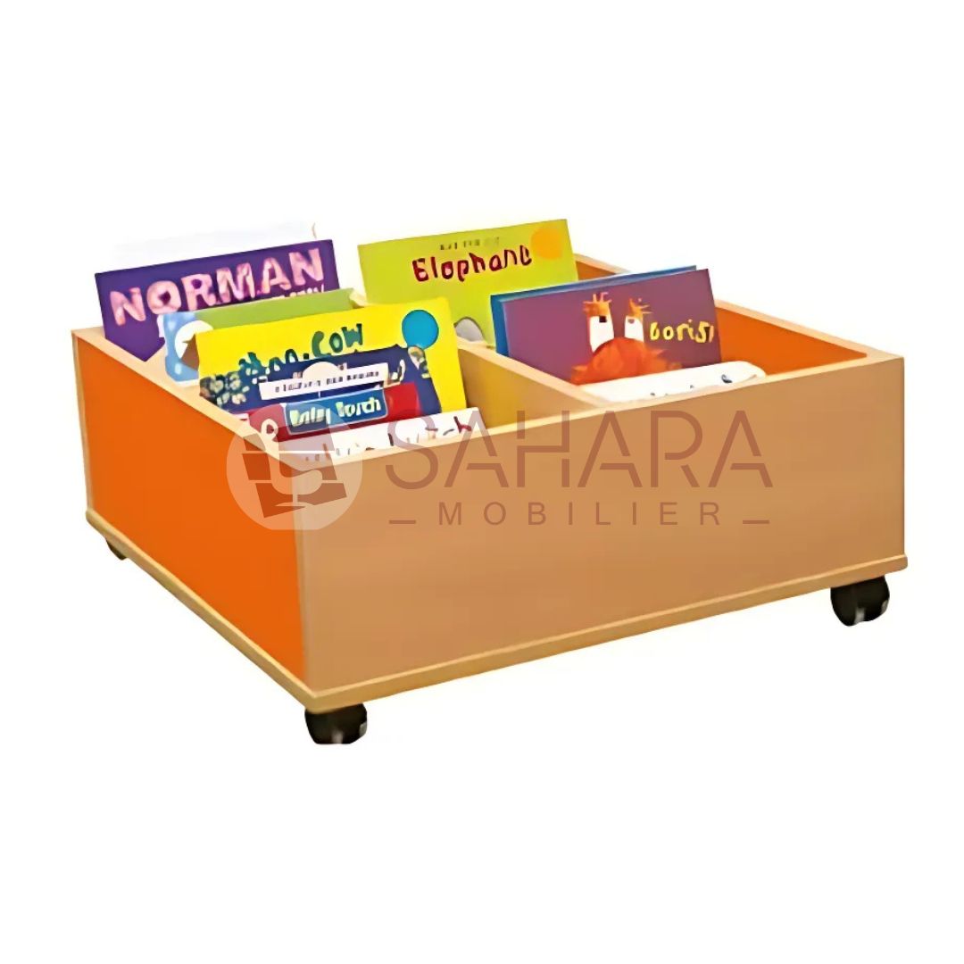 Structure en panneaux de particules, revêtus de mélaminé haute résistance, épaisseur 19 mm
Chants en ABS 1 mm, pour une finition soignée et une meilleure protection des bords
Composé de 4 compartiments de rangement ouverts, parfaits pour organiser albums, BD et livres jeunesse
Dimensions :
Largeur : 600 mm
Profondeur : 600 mm
Hauteur : 260 mm
(Tolérance ± 10 mm)